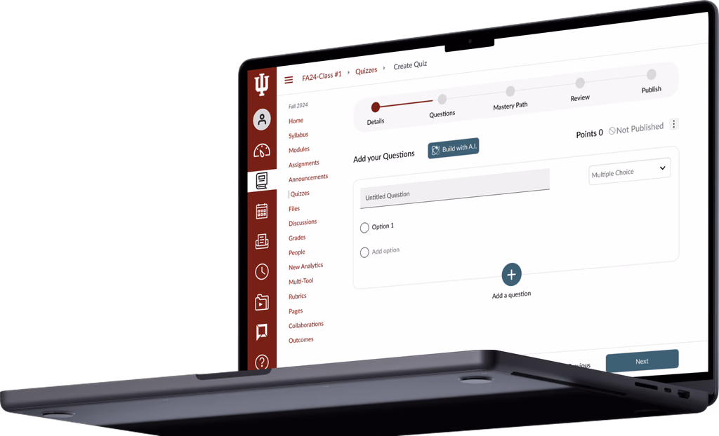 Canvas quiz creation redesign